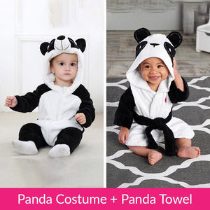 Unisex Baby Panda Costume Plush Jumpsuit