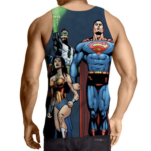 Justice League Super Hero Blue 3D Printed Justice League Tank Top