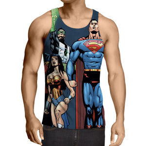 Justice League Super Hero Blue 3D Printed Justice League Tank Top