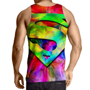 Superman Rainbow Splatter 3D Printed Superman Tank Top