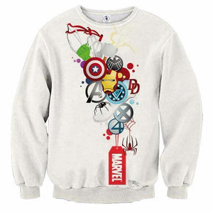 Avengers All Marvel White 3D Printed Sweatshirts