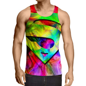 Superman Rainbow Splatter 3D Printed Superman Tank Top