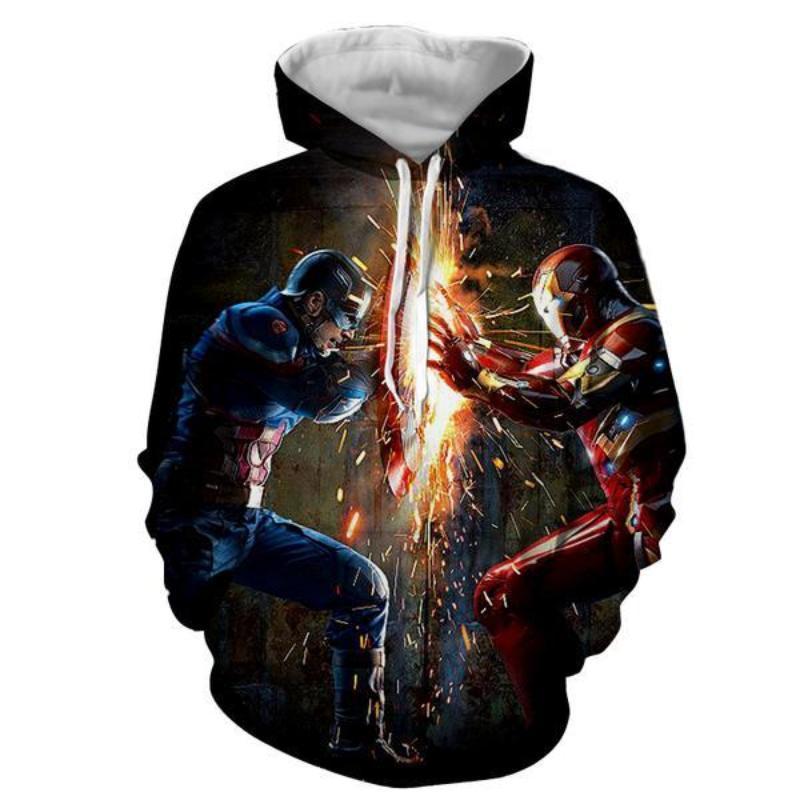 3D Printed Avengers Hoodie Captain America & Iron Man Hoodie