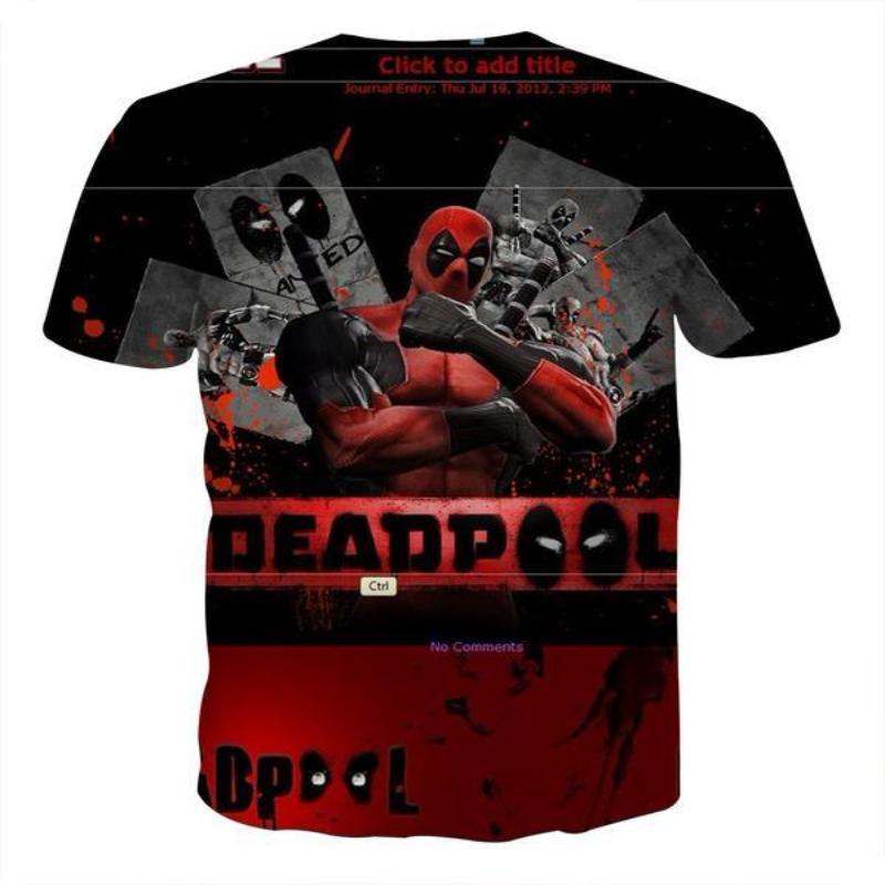 Black & Red Deadpool 3D Printed T-Shirt