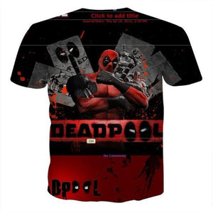 Black & Red Deadpool 3D Printed T-Shirt