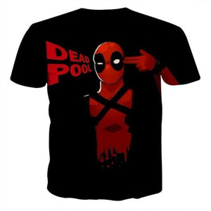 Black & Red Deadpool 3D Printed T-Shirt