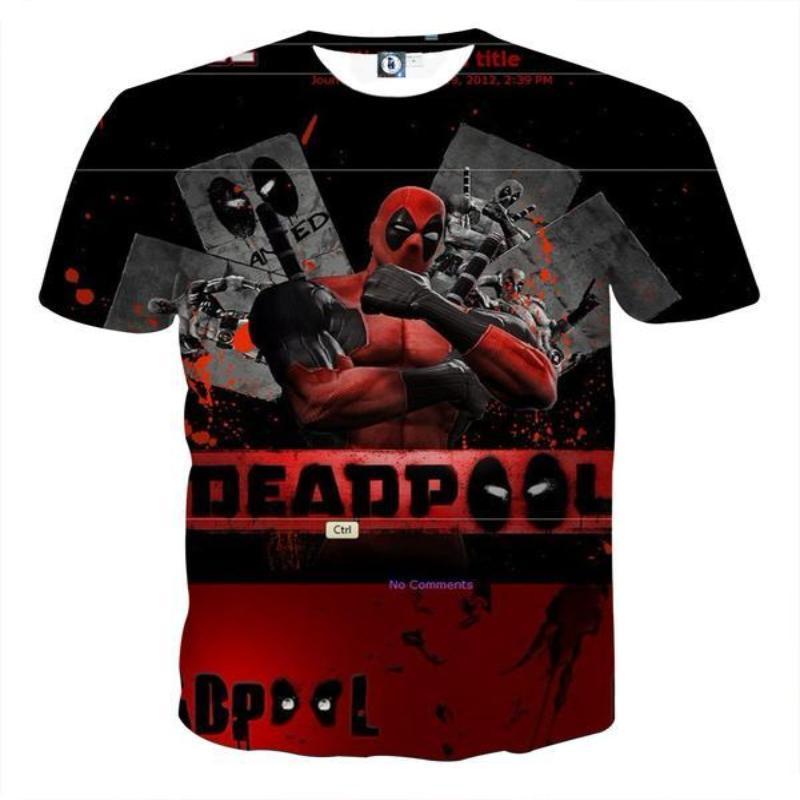 Black & Red Deadpool 3D Printed T-Shirt
