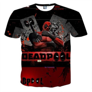 Black & Red Deadpool 3D Printed T-Shirt