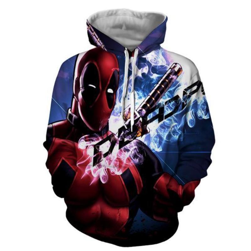 Blue & Red Deadpool 3D Printed Hoodie