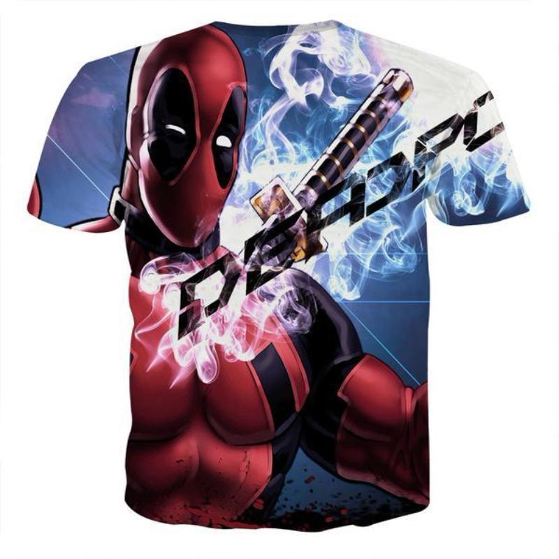 Blue & Red Deadpool 3D Printed T-Shirt
