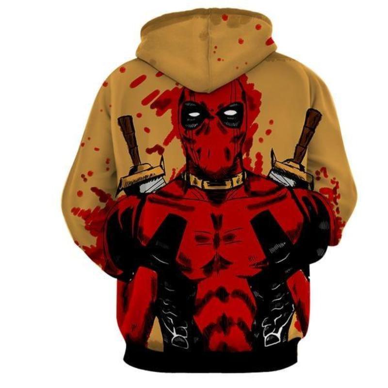 3D Printed Cool Art Blood Deadpool Hoodie