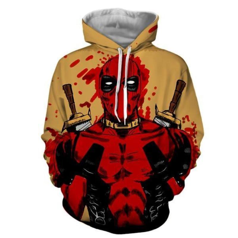 3D Printed Cool Art Blood Deadpool Hoodie