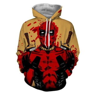 3D Printed Cool Art Blood Deadpool Hoodie
