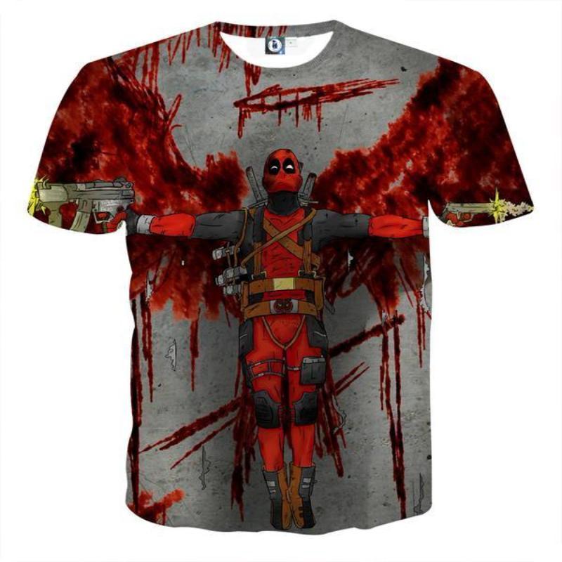 Cool Bloody Deadpool 3D Printed T-Shirt