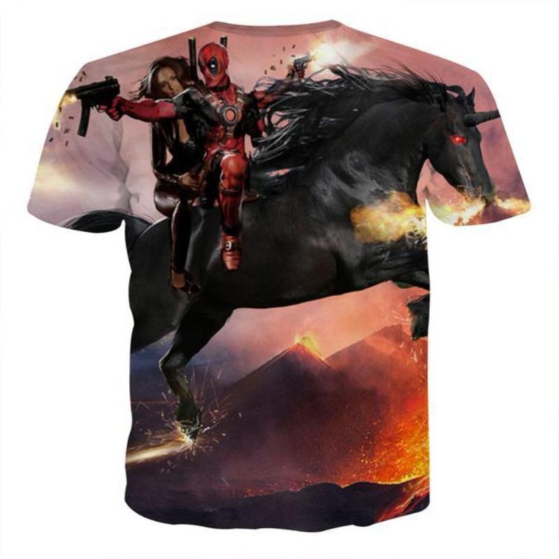 Cool Funny Unicorn Deadpool 3D Printed T-Shirt