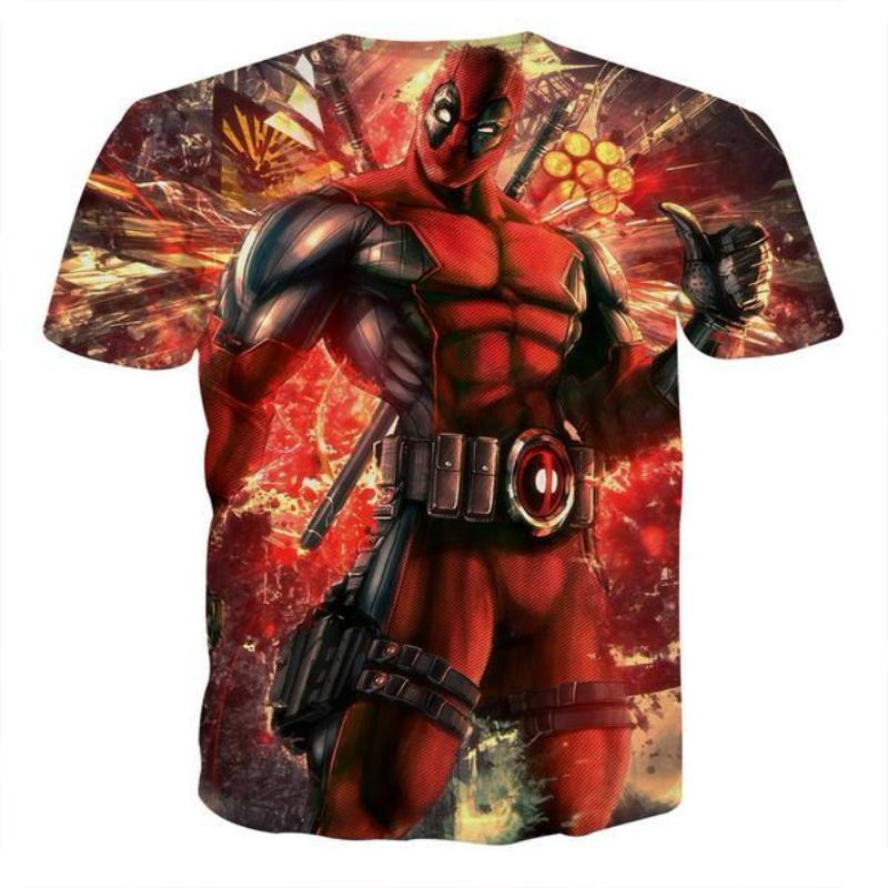 Cool Red Deadpool 3D Printed T-Shirt