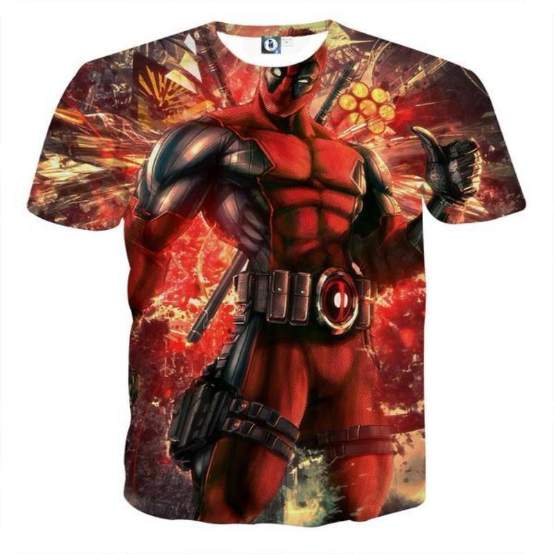 Cool Red Deadpool 3D Printed T-Shirt