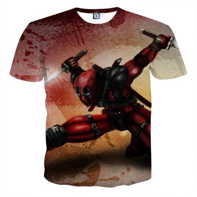 Cool with Swords Deadpool 3D Printed T-Shirt