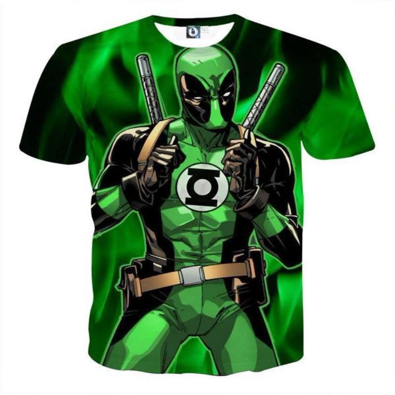 Green Lantern Deadpool 3D Printed T-Shirt