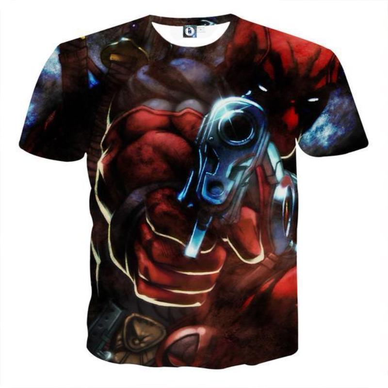 Gun Point Deadpool 3D Printed T-Shirt