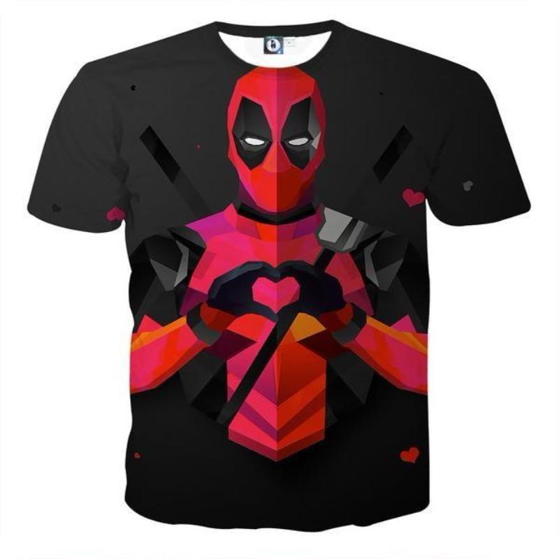 Heart Funny Deadpool 3D Printed T-Shirt