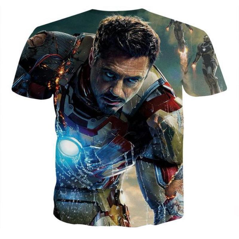 3D Printed Iron Man T Shirt Black & Blue Iron Man Tee