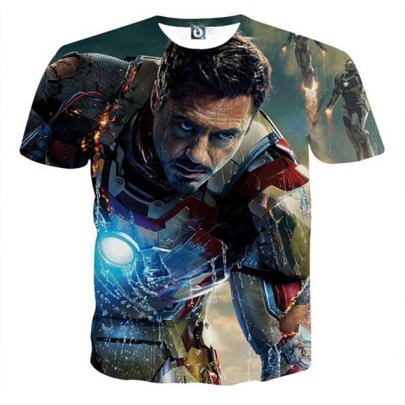 3D Printed Iron Man T Shirt Black & Blue Iron Man Tee