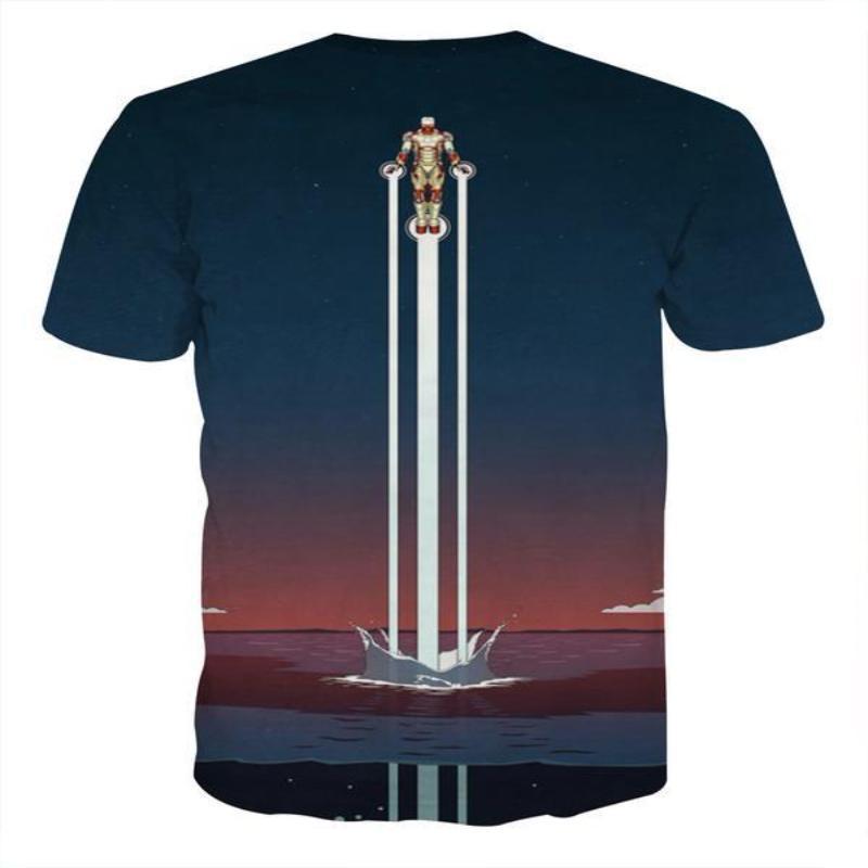 3D Printed Iron Man T Shirt Blue Iron Man Tee