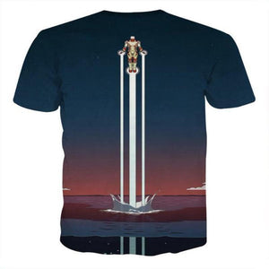3D Printed Iron Man T Shirt Blue Iron Man Tee