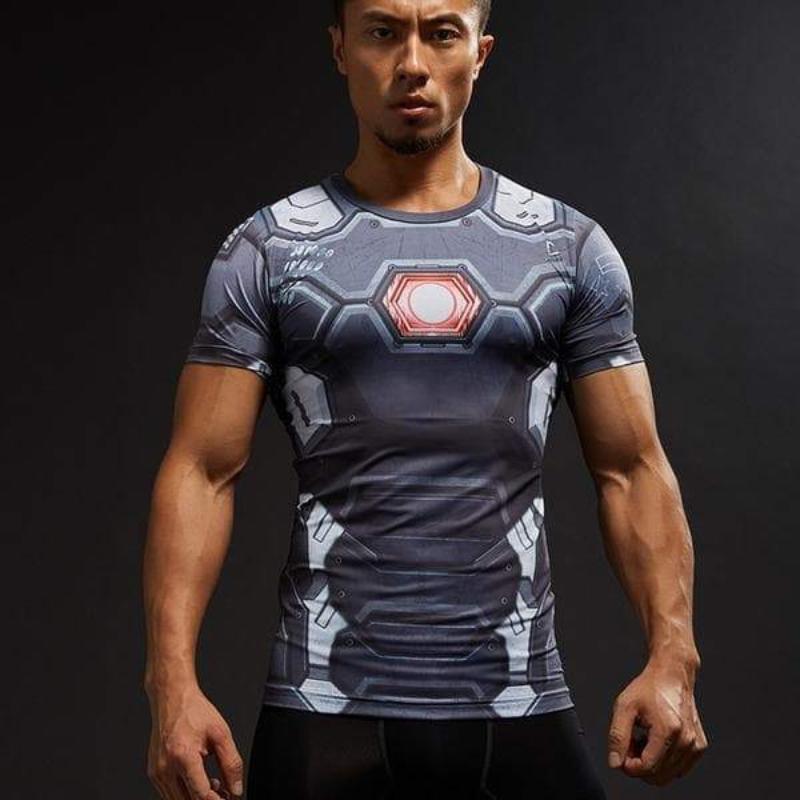 3D Printed Iron Man T Shirt Fitted Grey Spandex Iron Man Tee
