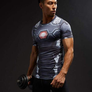 3D Printed Iron Man T Shirt Fitted Grey Spandex Iron Man Tee
