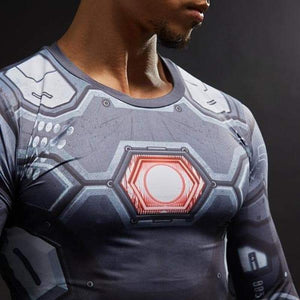 3D Printed Iron Man T Shirt Fitted Grey Spandex Iron Man Tee