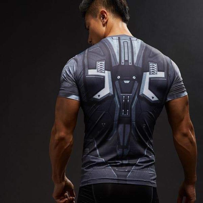 3D Printed Iron Man T Shirt Fitted Grey Spandex Iron Man Tee