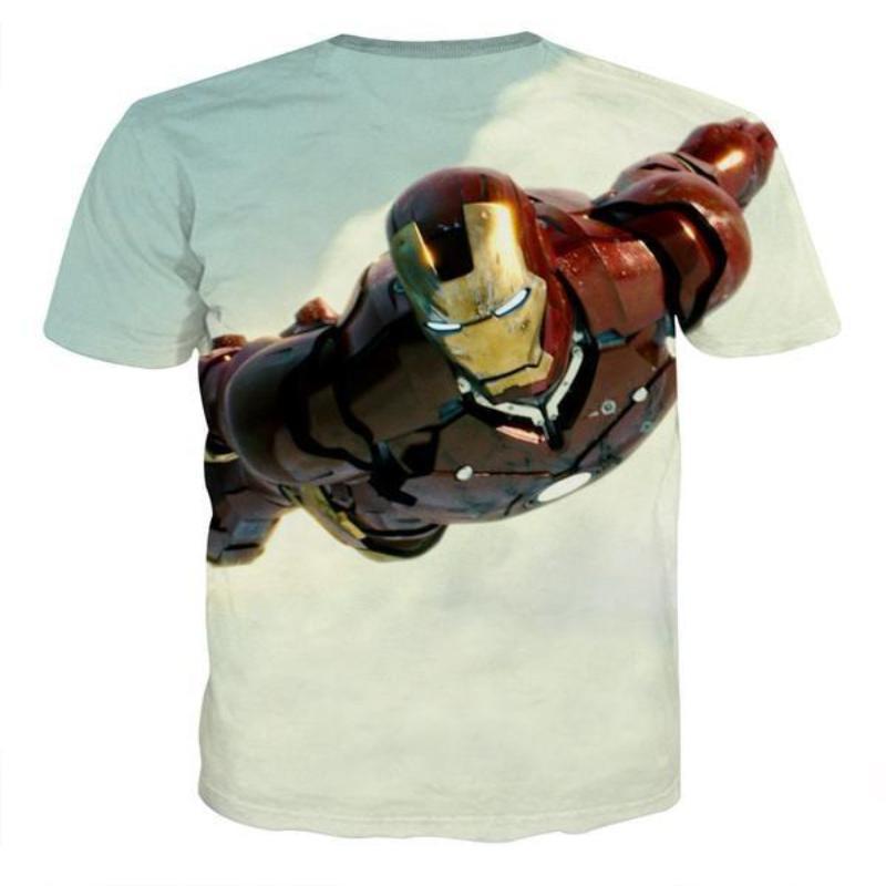 3D Printed Iron Man T Shirt Flying White Iron Man Tee