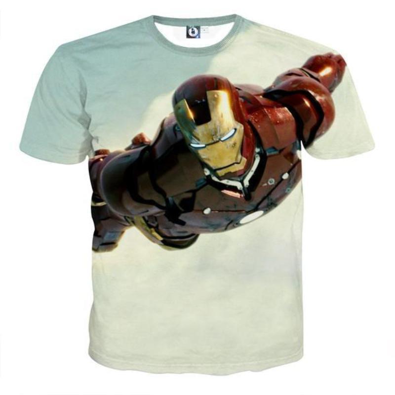 3D Printed Iron Man T Shirt Flying White Iron Man Tee