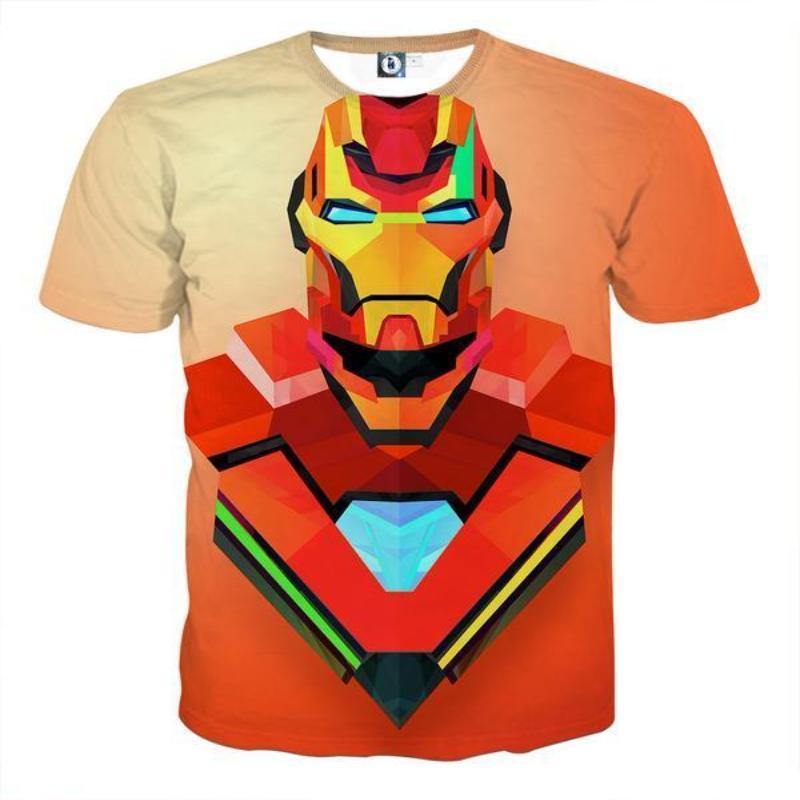 3D Printed Iron Man T Shirt Orange Iron Man Tee