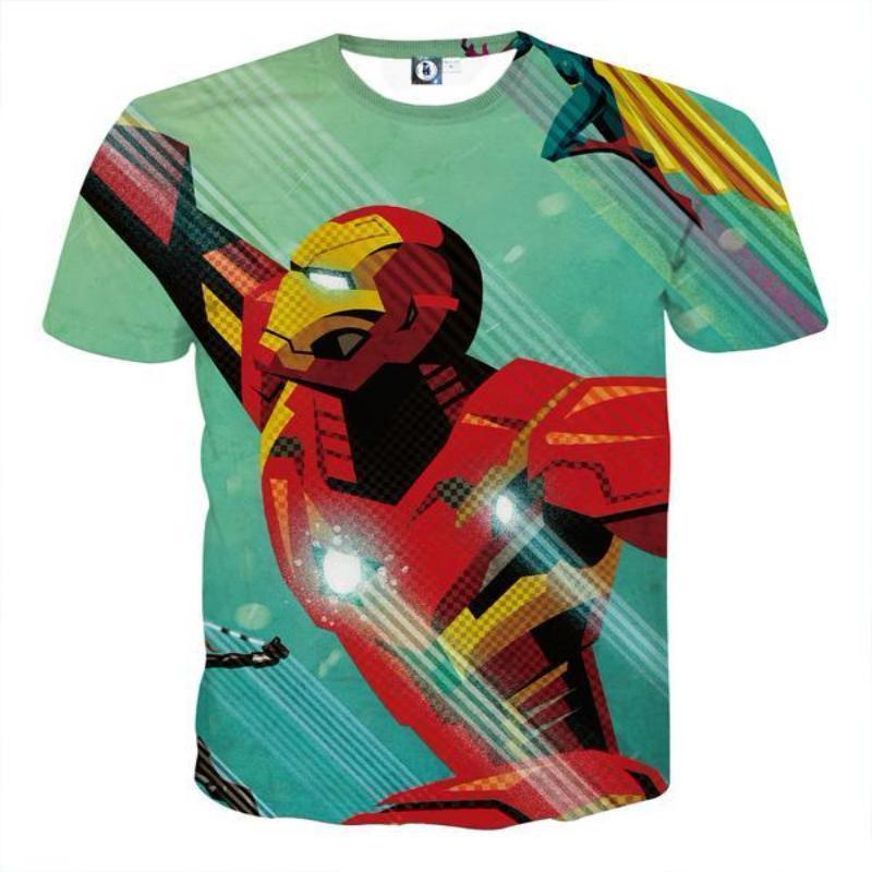 3D Printed Iron Man T Shirt White & Black Iron Man Tee
