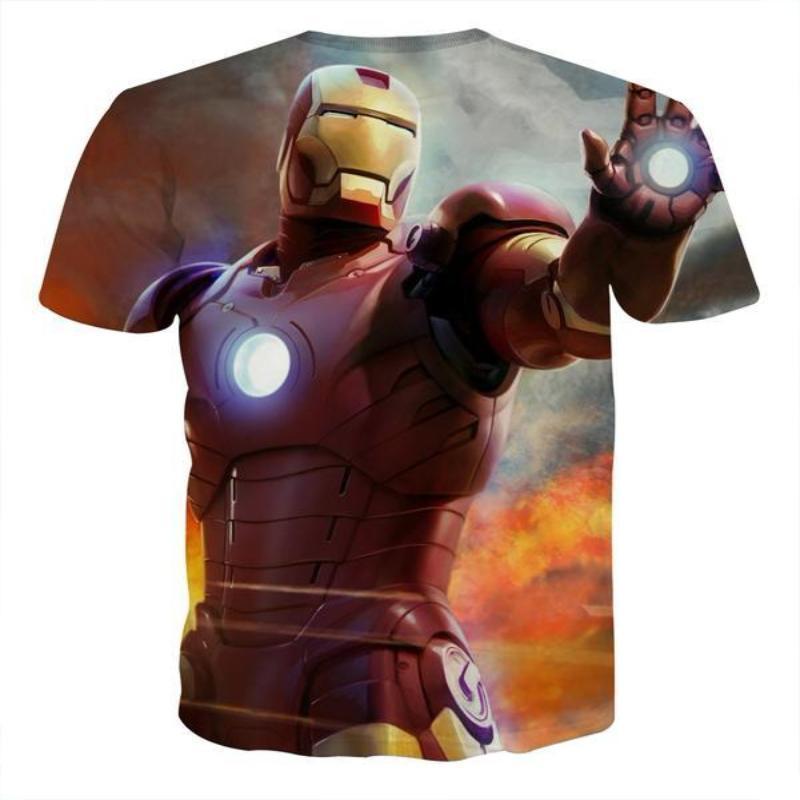 3D Printed Iron Man T Shirt White & Orange Iron Man Tee