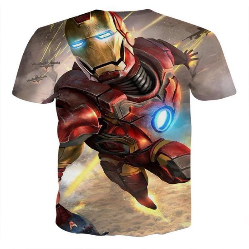 3D Printed Iron Man T Shirt White & Orange Iron Man Tee