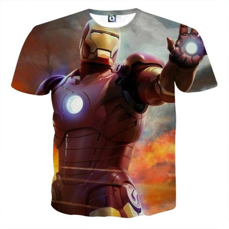 3D Printed Iron Man T Shirt White & Orange Iron Man Tee
