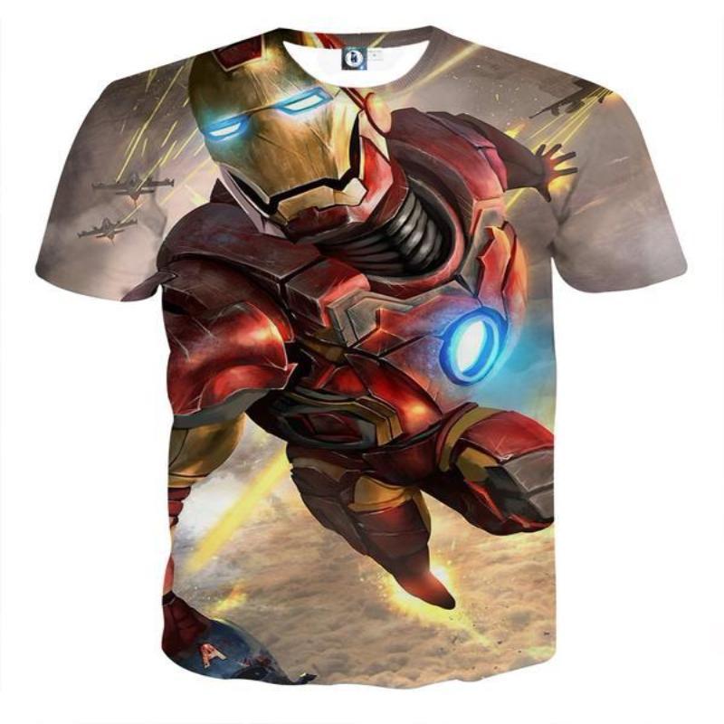 3D Printed Iron Man T Shirt White & Orange Iron Man Tee