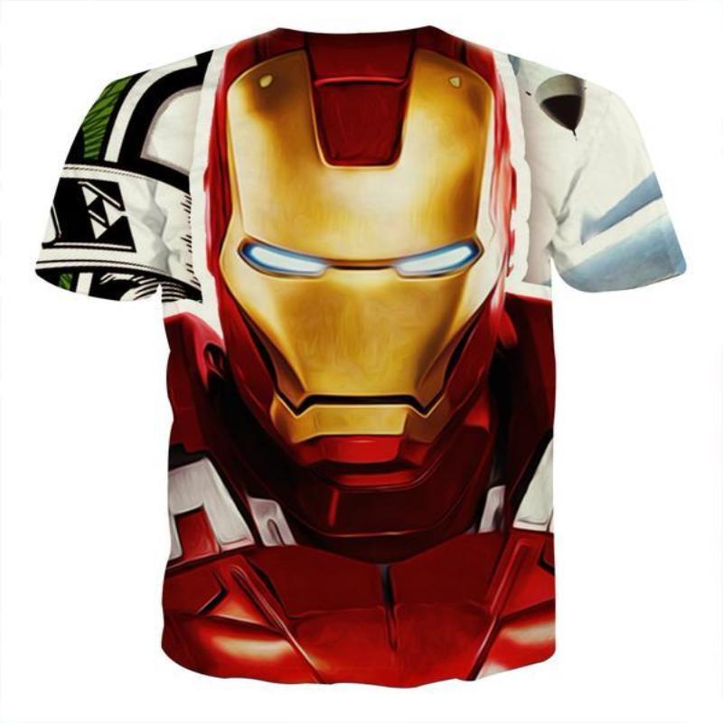 3D Printed Iron Man T Shirt White & Red Iron Man Tee