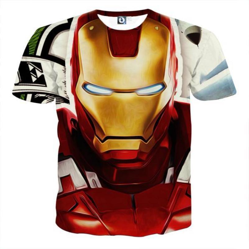3D Printed Iron Man T Shirt White & Red Iron Man Tee