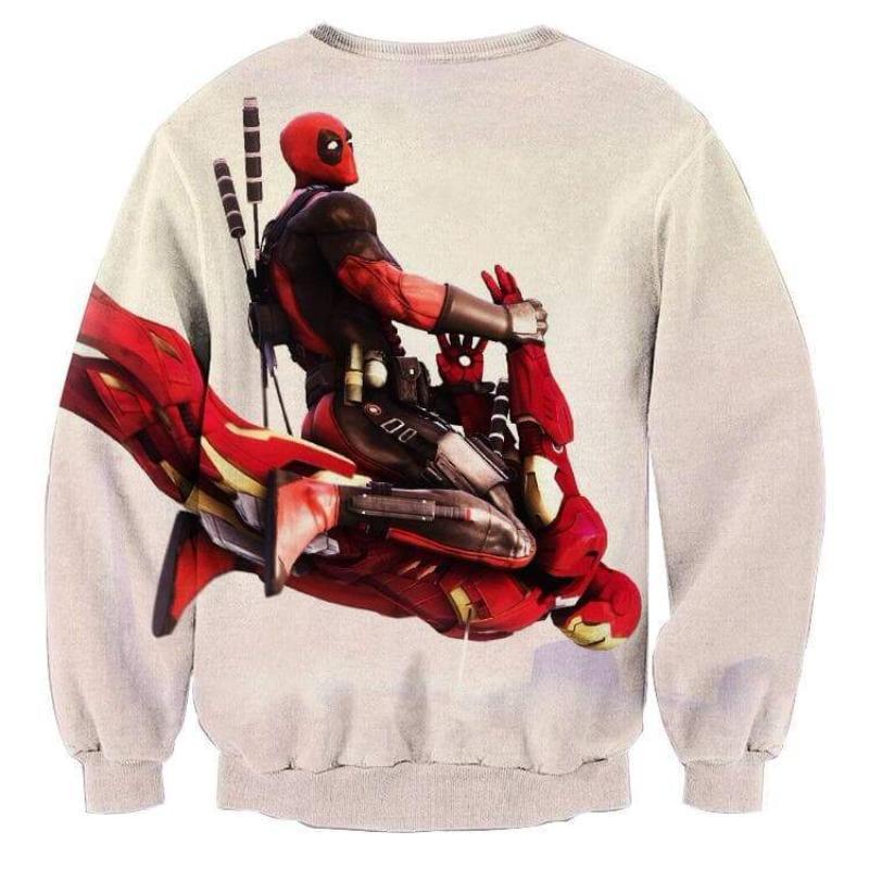 White Deadpool & Iron Man 3D Printed Sweatshirt