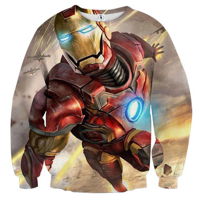 3D Printed White & Orange Iron Man Sweatshirt
