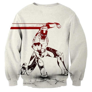 3D Printed White & Red Iron Man Sweatshirt