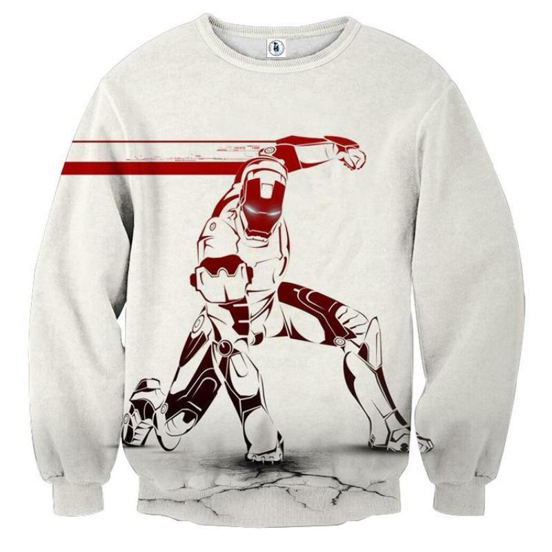 3D Printed White & Red Iron Man Sweatshirt