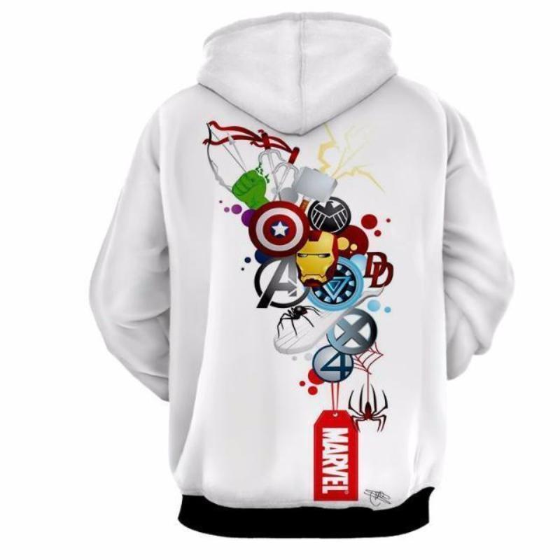 All Marvel White 3D Printed Hoodie
