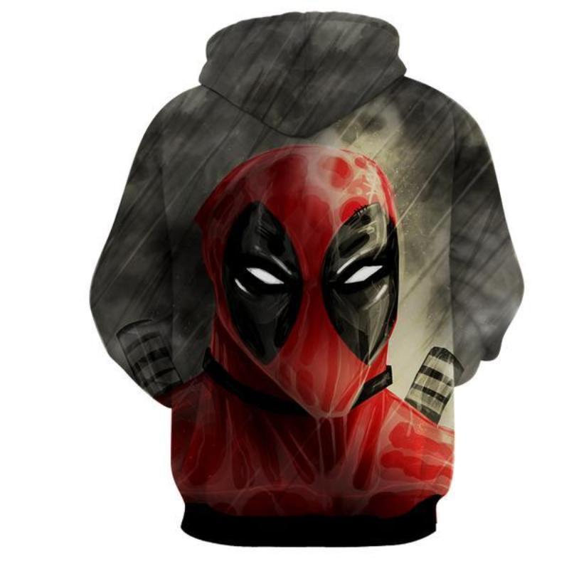 Angry Face Gray Deadpool Hoodie