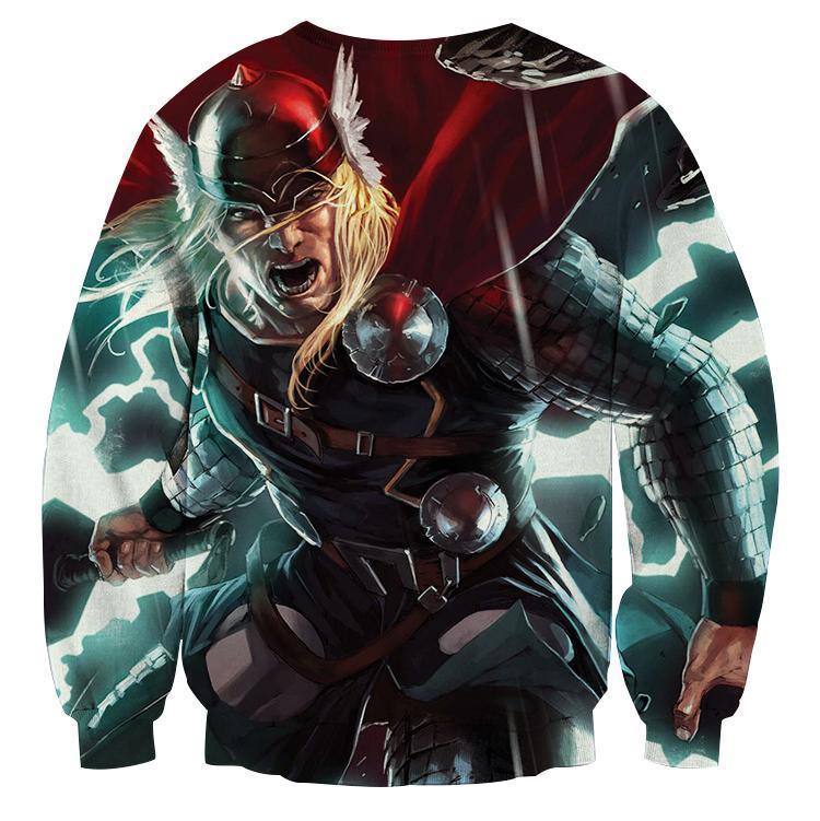Attacking Thor Crewneck 3D Printed Thor Sweatshirts